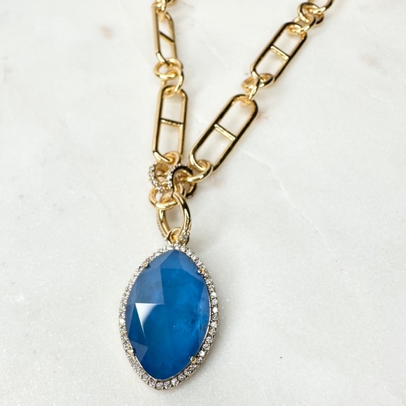 Bomb Party Resort Wear The Isla Maven Blue Lace Necklace NK84410 NWT - Picture 1 of 6